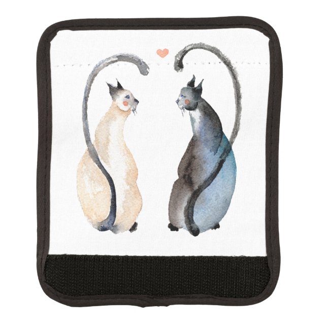 Two Cats in Love Luggage Handle Wrap (Front)