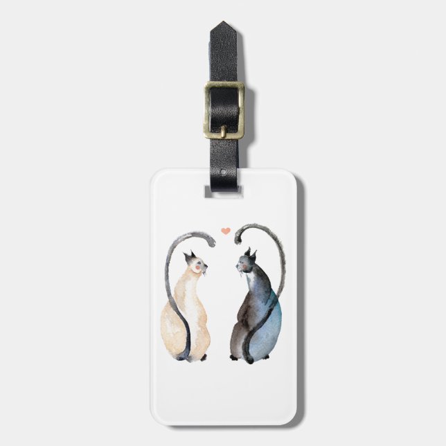 Two Cats in Love Luggage Tag (Front Vertical)