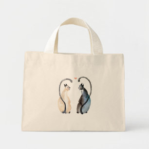Two Cats in Love Mini Tote Bag
