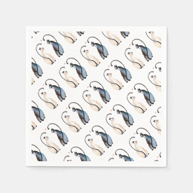 Two Cats in Love Paper Napkins (Front)