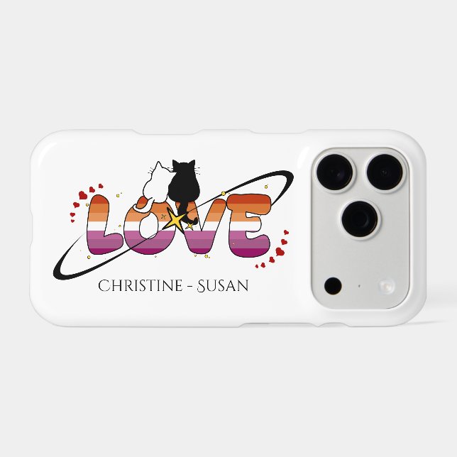 Two Cats In Love Sunset Lesbian Flag Case-Mate iPhone Case (Back (Horizontal))