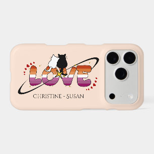 Two Cats In Love Sunset Lesbian Flag iPhone 17 Pro Case