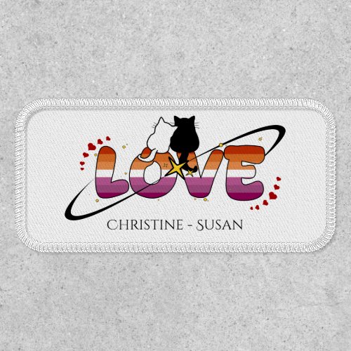 Two Cats In Love Sunset Lesbian Flag Patch