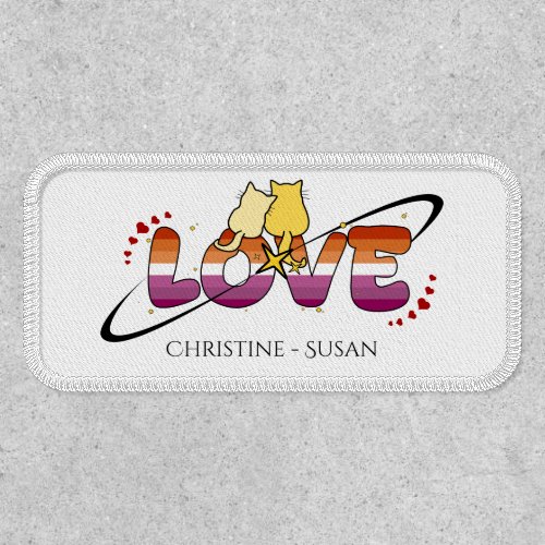 Two Cats In Love Sunset Lesbian Flag Patch