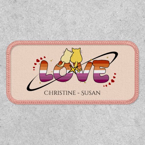 Two Cats In Love Sunset Lesbian Flag Patch