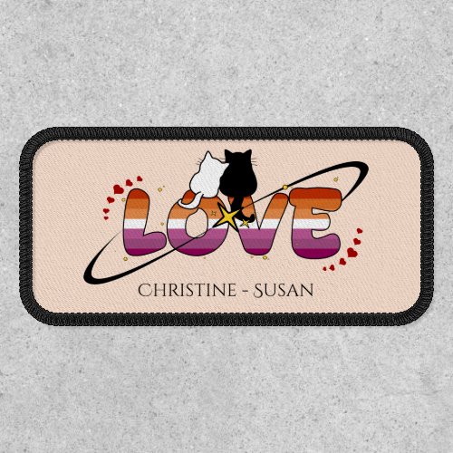 Two Cats In Love Sunset Lesbian Flag Patch