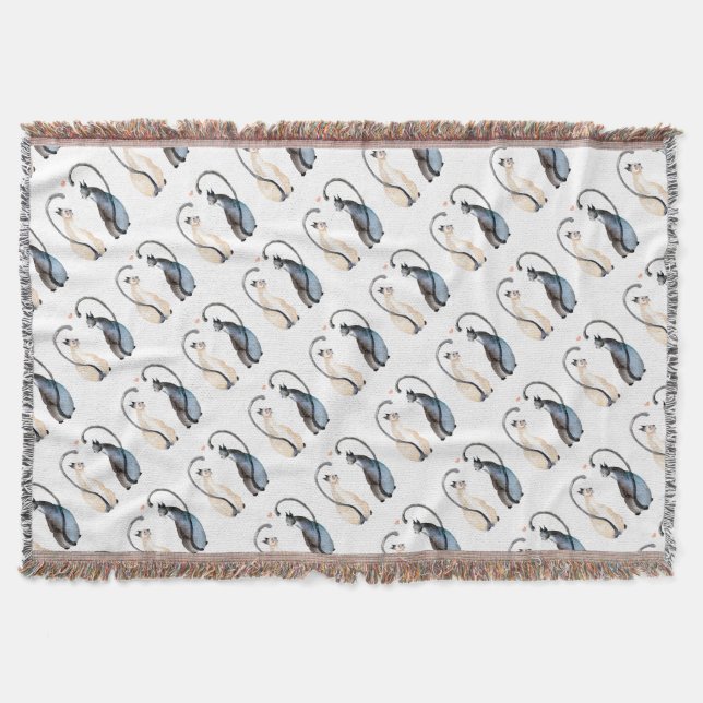 Two Cats in Love Throw Blanket (Front)
