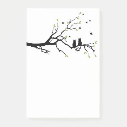 Two Cats in Love Tree Silhouette Post-it Notes