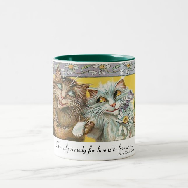 Two Cats In Love Two-Tone Coffee Mug (Center)