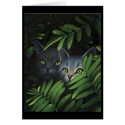 Two cats in the bushes card (Front)
