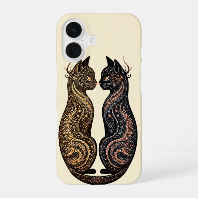  Two Cats in Vibrant Artistic Design  Iphone Case (Back)