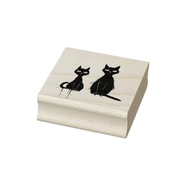 Two Cats - Maple Wood Art Stamp (Stamp)