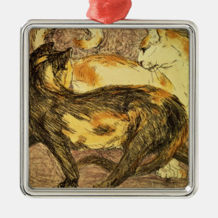 Two Cats Metal Ornament