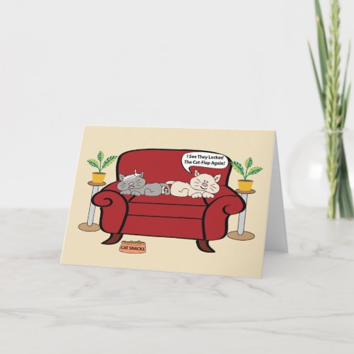 Two Cats On Chair Humor Birthday Card