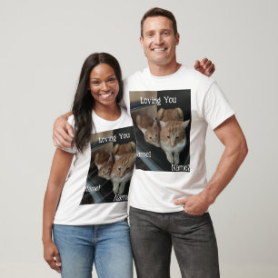 Two Cats Photo And Names, Customizable, Funny Text T-Shirt