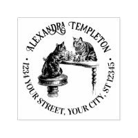 Two Cats playing Chess Match Name Return Address
