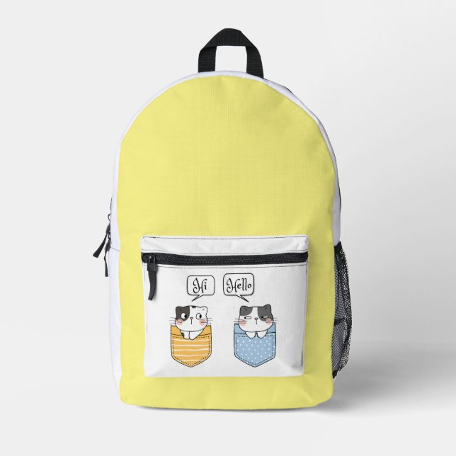 two cats printed backpack (Front)