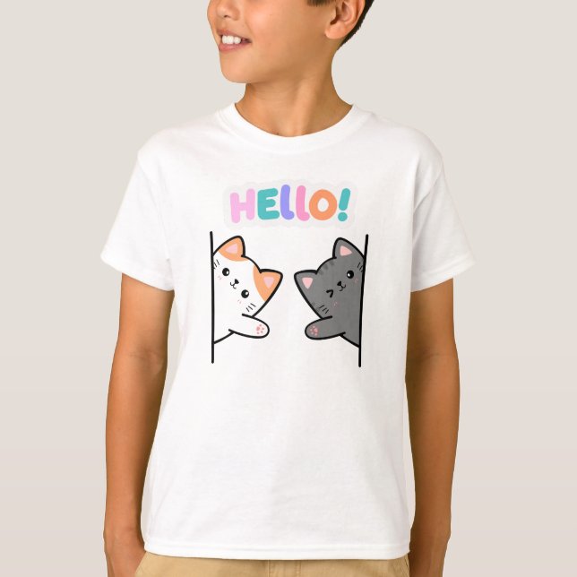 Two cats say hello to you. T-Shirt (Front)