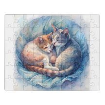 Two cats sleeping peacefully together