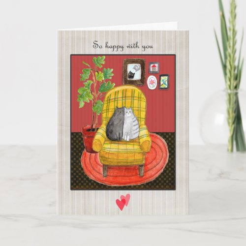 Two Cats Snuggling Cat Lover Anniversary Card