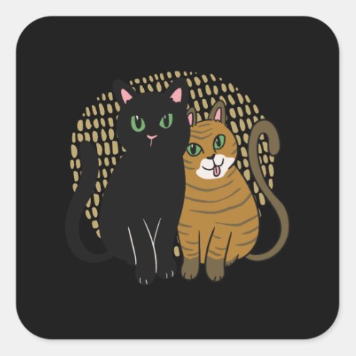 Two cats square sticker