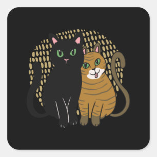 Two cats square sticker