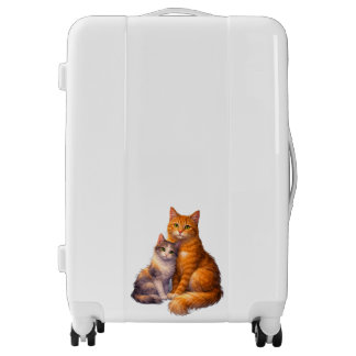 Two cats tabby and calico cute luggage