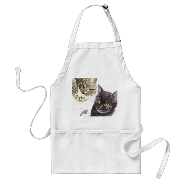 Two cats - tabby and tortie adult apron (Front)