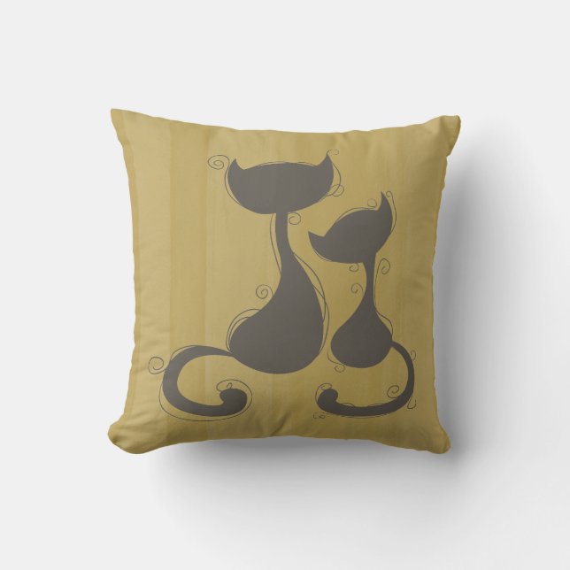 Two Cats Throw Pillow (Front)