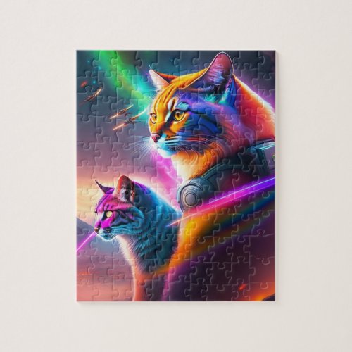 Two Cats With Lasers In A Space Battle Jigsaw Puzzle