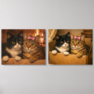 Two Cats – Wood Photo Tile Set