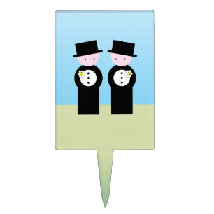 Two caucasian grooms cake topper
