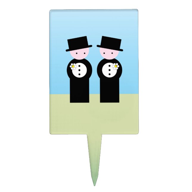 Two caucasian grooms cake topper (Front)