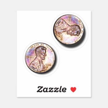 Two Cents Pennies Sticker by gravityx9 at Zazzle