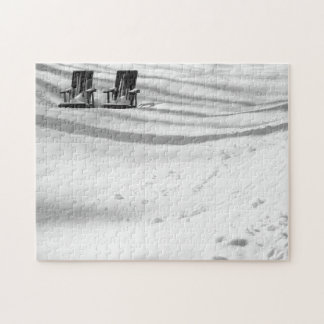 Two Chairs Buried In Snow Jigsaw Puzzle