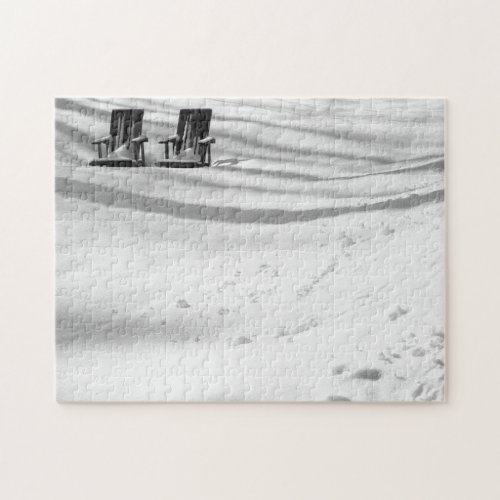 Two Chairs Buried In Snow Jigsaw Puzzle