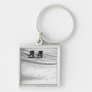 Two Chairs Buried In Snow Keychain