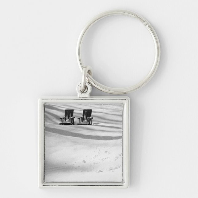 Two Chairs Buried In Snow Keychain (Front)
