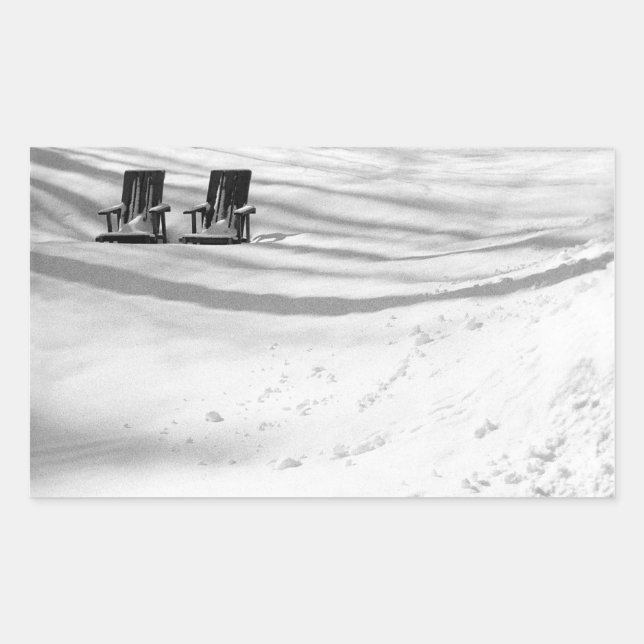 Two Chairs Buried In Snow Rectangular Sticker (Front)