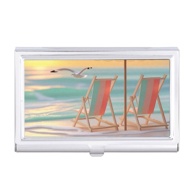 "Two Chairs By The Sea" Business Card Case (Front)