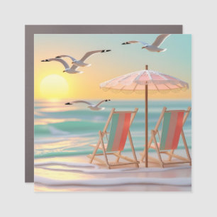 "Two Chairs By The Sea" Car Magnet