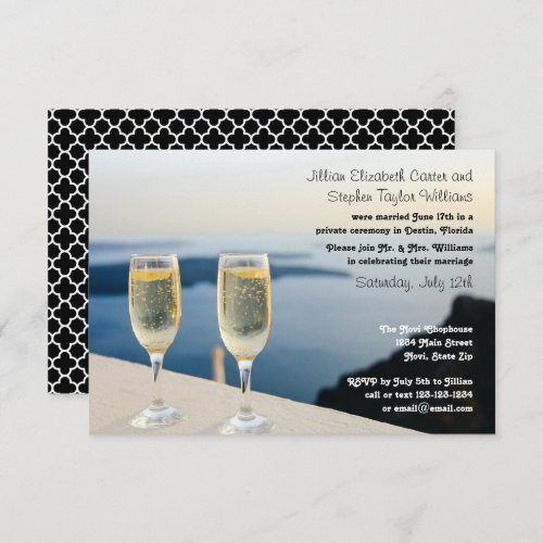 Two Champagne Glasses Photo _ 3x5 Wedding Announce Invitation