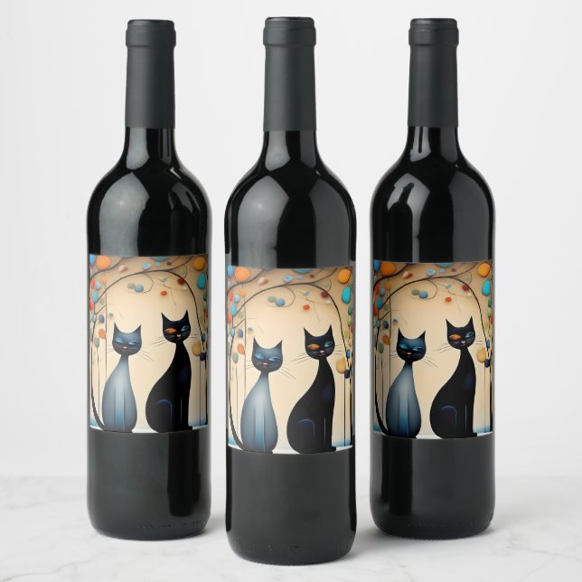 Two Charming Cats Wine Label (Bottles)