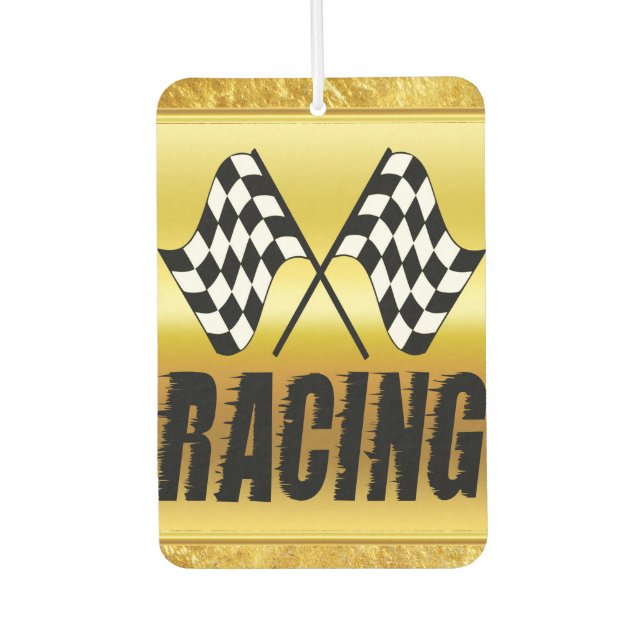 Two checkered racing flags for the competition win car air freshener (Front)