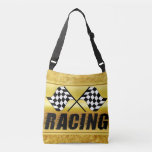 Two checkered racing flags for the competition win crossbody bag