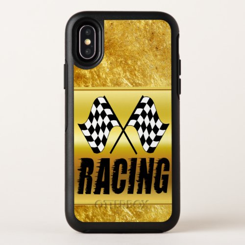 Two checkered racing flags for the competition win OtterBox symmetry iPhone x case