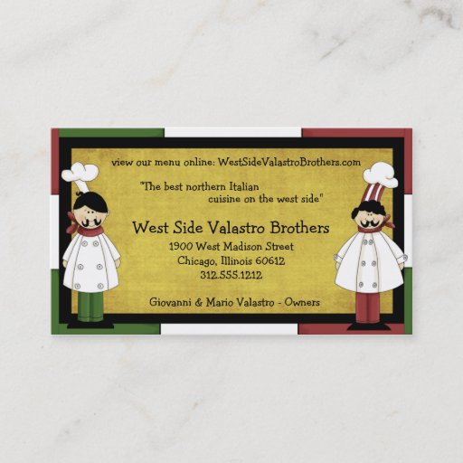 Customizable Two Chefs Restaurant Business Card