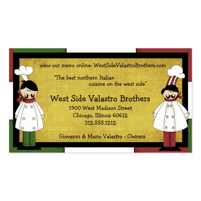 Two Chefs Restaurant Business Card