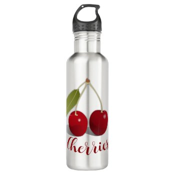 Two Cherries Design Water Bottle by SjasisDesignSpace at Zazzle