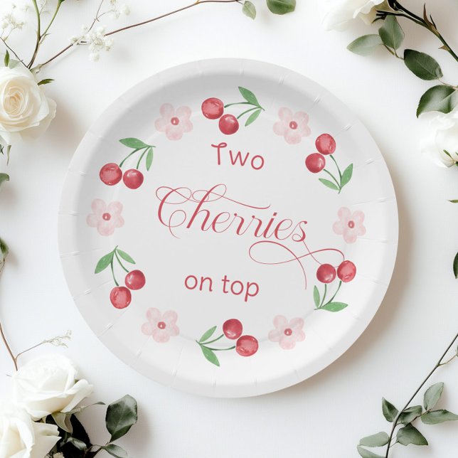 Two Cherries on Top Twins baby shower Paper Plates (Creator Uploaded)